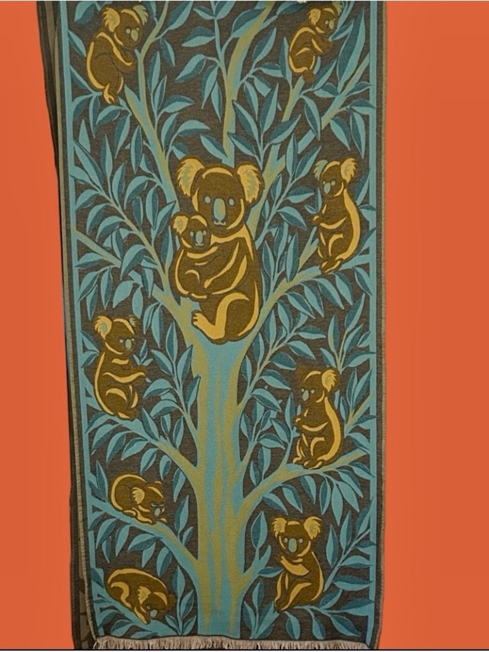 KOALA Heirloom Collection Yellow + Blue Hand Crafted Loom Weave New Original 84"